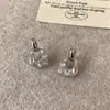 Aretes de Plata de Ley S925 para Mujer con un Toque de Lujo, Lujo Ligero, Exquisitos, Compactos, Sencillos, Modernos, Versátiles, Tachuelas de Herradura Completamente Diamantadas