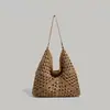 2025 Bolso Tejido Grande de Mujer Nuevo Bolso de Paja para Vacaciones de Verano en la Costa Bolso Tote Versátil para el Trabajo y el Día a Día