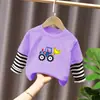 G2010# Ropa Infantil para Niños y Niñas Camisa de Algodón de Manga Larga Camisa Base para Primavera y Otoño Ropa para Bebés Pequeños y Medianos Moda Estilo Occidental