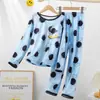 Pijama infantil al por mayor de primavera y otoño del Sudeste Asiático para niños y niñas, bebé de manga larga para el hogar, conjunto de ropa fina de verano para aire acondicionado