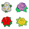 Broche Floral Original Hecho de Material de Aleación Ecológico, con Margaritas Pequeñas, Hortensias, Flores de Hibisco y Rosas Amarillas, Adecuado para Decoración de Bolsos o como Insignia