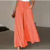 Calça pantalona longa de verão nova, transfronteiriça europeia e americana, com cós elástico, saia-calça longa de cintura alta para mulheres, em estoque