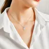 Collar de plata de ley S925 con moissanita completa, cadena sencilla de moissanita rectangular de cuatro puntas para la clavícula, superventas transfronterizo de Amazon