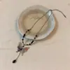 Novo colar com pingente de borboleta e borla de caligrafia chinesa feminino design de nicho senso de design estilo nacional corrente para clavícula colar frio e claro