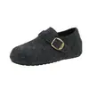 Otoño Invierno Retro Cobertura Completa Zapatos Birkenstock para Mujer Planos de Lana con Felpa Interior Hebilla de Cuero Slip-ons Zapatos para Mujer Transfronterizos