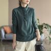 Camiseta Base de Manga Longa Cor Sólida Veludo Alemão Lixado Dupla Face Primavera e Outono com Gola Alta de Renda com Orelhas Top Solto