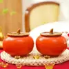 Bote de Cerámica con Forma de Caqui para Té, Tarro de Dulces de Caqui, Bote Sellado para Almacenar Té, Adorno de Bote de Té Naranja