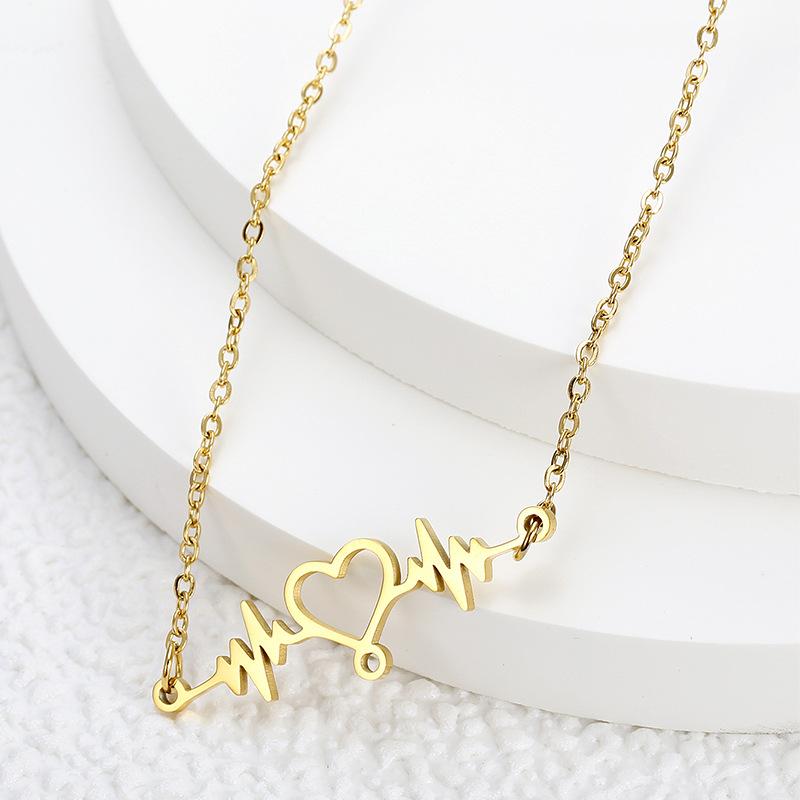 爱心心电图项链