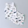 Chaleco de bebé de verano fino de algodón puro sin mangas, ropa de casa, pantalones cortos, pijamas para hombre y mujer, traje fino transpirable de dos piezas