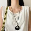 Colar de Corda Preta de Pedra Ágata Preta Natural Novo Chinoiserie Acessível Luxo Nicho High-End Pingente Longo Corrente de Suéter Acessórios