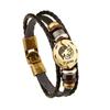 Pulsera de piel de res Piscis moda pulsera tejida de los doce signos del zodíaco regalo de cumpleaños pulsera de pareja de cuero genuino