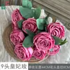 Princesa de 9 Cabeças Rosa Anna Rosa Casamento Buquê de Noiva Flores Artificiais Decoração de Interior de Sala de Casamento Arranjo de Flores Flores de Seda