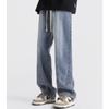 Jeans Masculino Outono e Inverno Adolescentes Marca de Moda Calças Largas com Cordão de Ajuste Perna Reta Ensino Fundamental Médio Calças