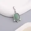 Pingente Colorido de Tartaruga Pequena em Pedra Natural e Cristal para Mulheres, Pingente Personalizado de Novo Animal Pedra de Nascimento Acessórios de Joias DIY