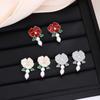 Pendientes Colgantes de Aguja de Plata Retro Francés Camelia Perla Estilo Mori Lujo Ligero Moda de Alta Gama Pendientes Elegantes para Mujer
