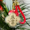 Llavero de Teléfono Móvil Dorado con Colgante de Hongo Rojo, Diseño "Hazte Rico al Instante", Oro Puro 999, Regalo para Reunión Anual de Empresa y Ceremonia de Inauguración