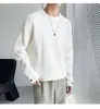 Suéter branco de alta qualidade para homens, novo estilo outono/inverno, tricô moderno com gola redonda, perfeito como camada base