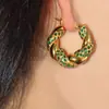 Aretes de Moda con Diseño Retorcido y Enrollado, Chapados en Latón Oro de 18K con Circonia Incrustada, Mismo Estilo Bv Personalizado para Mujeres