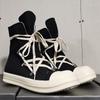 Zapatos de Tela de Caña Alta de Verano para Hombre Personalizados, Zapatos de Lona con Remaches de Estrella de Cinco Puntas, Tenis Casuales con Cordones, Zapatos Blancos de Suela Gruesa para Mujer