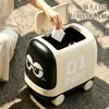 Papelera con forma de coche de dibujos animados para uso doméstico, con tapa, móvil y diseño elegante, adecuada para salas de estar, dormitorios, baños y aseos
