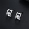 Aretes de aguja de plata con diamantes en forma de U, amor de azúcar, circonita, cobre con incrustaciones de circonita, temperamento de moda, aretes de alto sentido, joyería