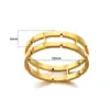 Moda INS europea y americana anillo de temperamento de lujo ligero joyería anillo de cadena geométrico rectangular hueco de acero inoxidable chapado en 18K