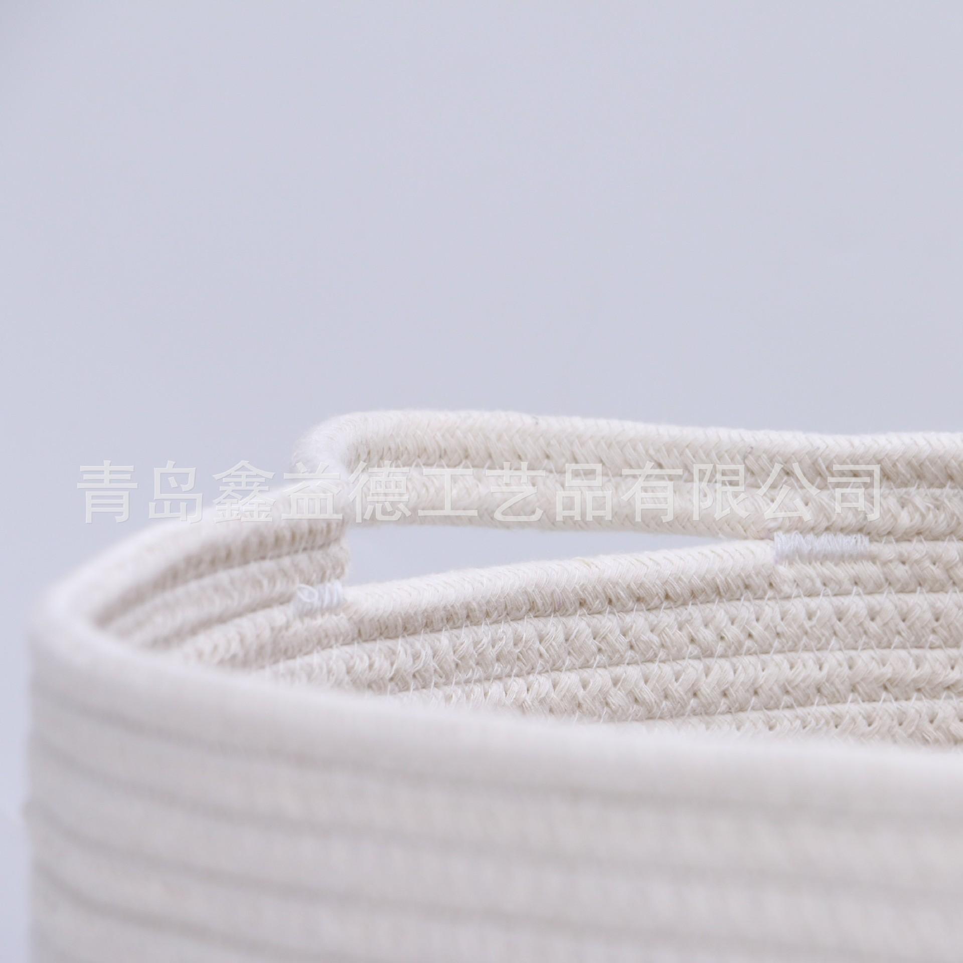 棕白棕色棉绳筐cotton rope basket (5)
