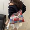 Bolsa Tote Transversal Versátil em Lona Floral para o Dia a Dia, Nova Coleção Verão 2026 para Esportes ao Ar Livre e Lazer, Bolsa para Festa de Estudantes