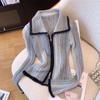 2023 Novo degradê trap retro cor combinando cardigan camisola casaco feminino preguiçoso emagrecimento suéter top fashion