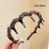 Faixa de cabelo ondulada com estampa de leopardo, outono e inverno, raiz de cabelo, artefato fofo, parte superior craniana alta com dentes, faixa de cabeça antiderrapante para lavar o rosto, grampo de cabelo quebrado