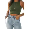 Verano 2023 transfronterizo Amazon color liso Nuevo wish europeo y americano sin mangas cuello redondo forma de I chaleco camiseta comercio exterior ropa de mujer