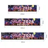 Banner de Año Nuevo Transfronterizo Feliz Año Nuevo Nochevieja Decoración de Patio Sala de Estar Banner Negro Dorado Personalización