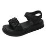 Sandalias de Tacón Grueso con Hebilla de Una Línea para Mujer 2025 Primavera Nueva Moda Versátiles Sandalias Plisadas de Punta Abierta para Uso Exterior