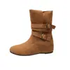 Botines Cortos Apilados con Hebilla Retro Nuevos Otoño/Invierno para Mujer 2026 Estilo Merade de Otoño Ante Suela Suave Versátiles Botas de Poner