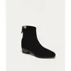Botas de Moda con Cremallera Trasera Lujo Ligero Cómodas Estilo Viento Nuevo Estilo Hechas a Mano Punta Cuadrada Botas para Mujer Retro Versátiles Gamuza 2026 Negro