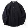 Camisa de Cuello Henley Estilo Americano para Hombre Manga Larga Primavera y Otoño Nueva Algodón Top cleanfit Casual Camisa de Cuello Blanco