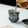 Miyan Yan Zen Significado Lótus de Tinta Pintado à Mão Cerâmica Caneca de Mestre Doméstica Grande Xícara de Chá Pura Feita à Mão Xícara de Degustação de Chá Conjunto de Chá Kung Fu