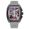 Reloj deportivo de hombre con forma de barril hueco de cuarzo, disponible en stock transfronterizo, con esfera deslumbrante de alta gama y correa de silicona