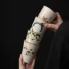 Ceniza de Planta Cerámica Camelia Taza de Coca-Cola Taza de Té Artesanía con Pintura Dorada Simple Hortensia Hogareña Caqui Oficina Taza de Agua
