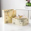 Taza de Cerámica con Flor Esmaltada Estilo Retro para Té de la Tarde Juego de Tazas de Cerámica Souvenir de Alta Gama Regalo de Inauguración