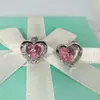 Novedosos Pendientes de Diamante de Color en Forma de Corazón Pendientes de Diamante de Color Corazón Eterno Pendientes de Diamante en Forma de Corazón del Océano Corazón de Amor