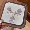 Pendientes de Florero con Lazo Multicolor Estilo Coreano de Lujo Ligero para Mujer, Pendientes de Estilo Simple y Suave, Accesorios de Oreja Versátiles de Lujo Ligero de Nicho