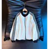 Sudadera Chaqueta con Cuello Alto de Tres Rayas Pesada Americana para Hombre Tendencia Primavera y Otoño Holgada Casual Deportiva Cardigan con Cremallera