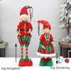 Decorações de Natal Boneco Elfo de Pernas Longas Tecido Vermelho e Verde Boneco Elfo Palhaço Masculino e Feminino Estátua Enfeites