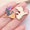 Acessórios de Halloween Transfronteiriços Morcego Gato Preto Chaveiro DIY Colar Brincos Pingente Esmalte Liga Charme
