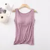 Camisola Pequena com Bojo para Mulheres, Alças Largas, Peça Versátil para Usar por Cima, Íntimos que Revelam a Clavícula, Sem Mangas de Verão