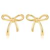 Pendientes de lazo de lujo, sencillos, atmosféricos y ligeros, con baño de latón dorado auténtico, de gran venta transfronteriza entre Europa y América.