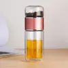 Taza de Separación de Agua y Té de Doble Capa de Vidrio para Hombres con Filtro Taza de Té Creativa Portátil para el Hogar Barrera de Agua Transparente