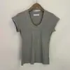 2026 Verão Novo Nicho Simples Cor Sólida Canelado Stretch Manga Curta Slim Fit Emagrecedor Top Camiseta para Mulheres