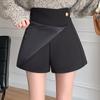 Shorts de Alfaiataria Largos Irregulares para Mulheres Nova Coleção Primavera & Outono 2025 Cintura Alta Slim Casual Moda Versátil Calça Saia Evasê
